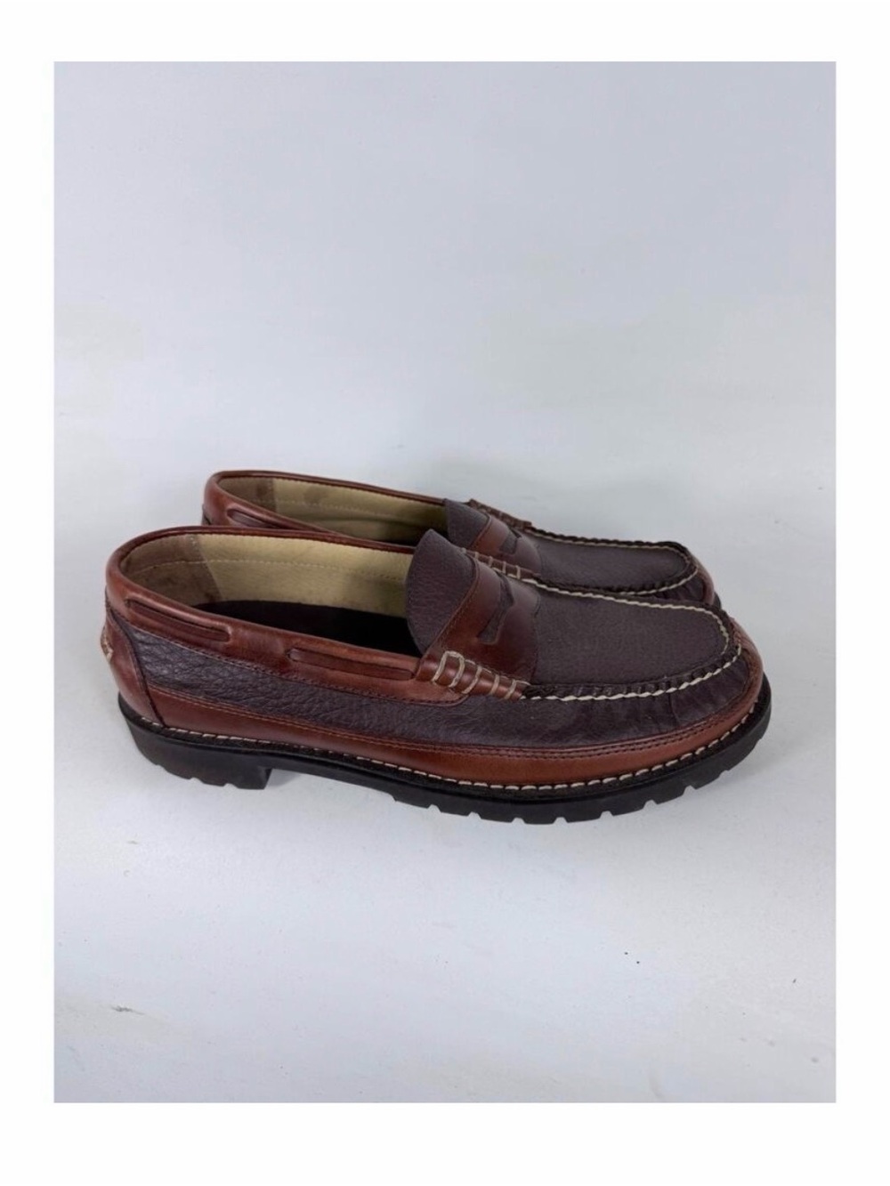 L. L. Bean Allagash Bison Handsewn Penny Loafers Men's 9 Brown Leather Slip-On